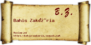Bahis Zakária névjegykártya